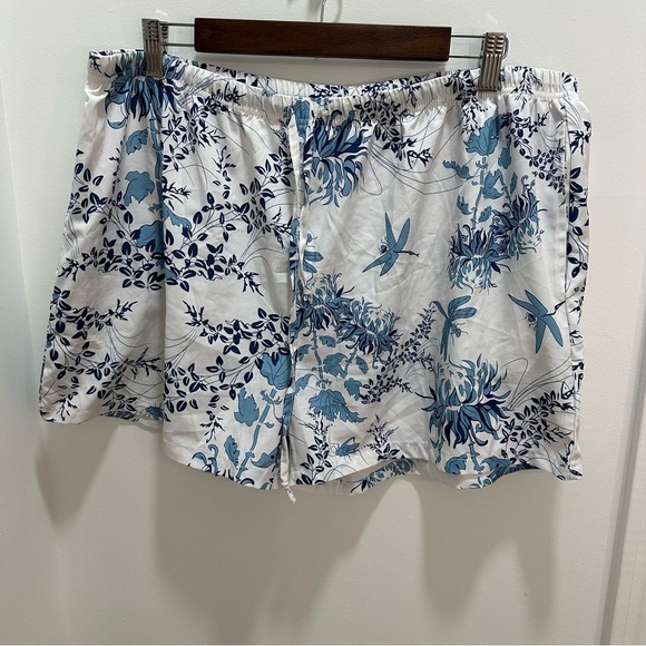 Floral Blue and White Women's Shorts - Picture 1 of 3